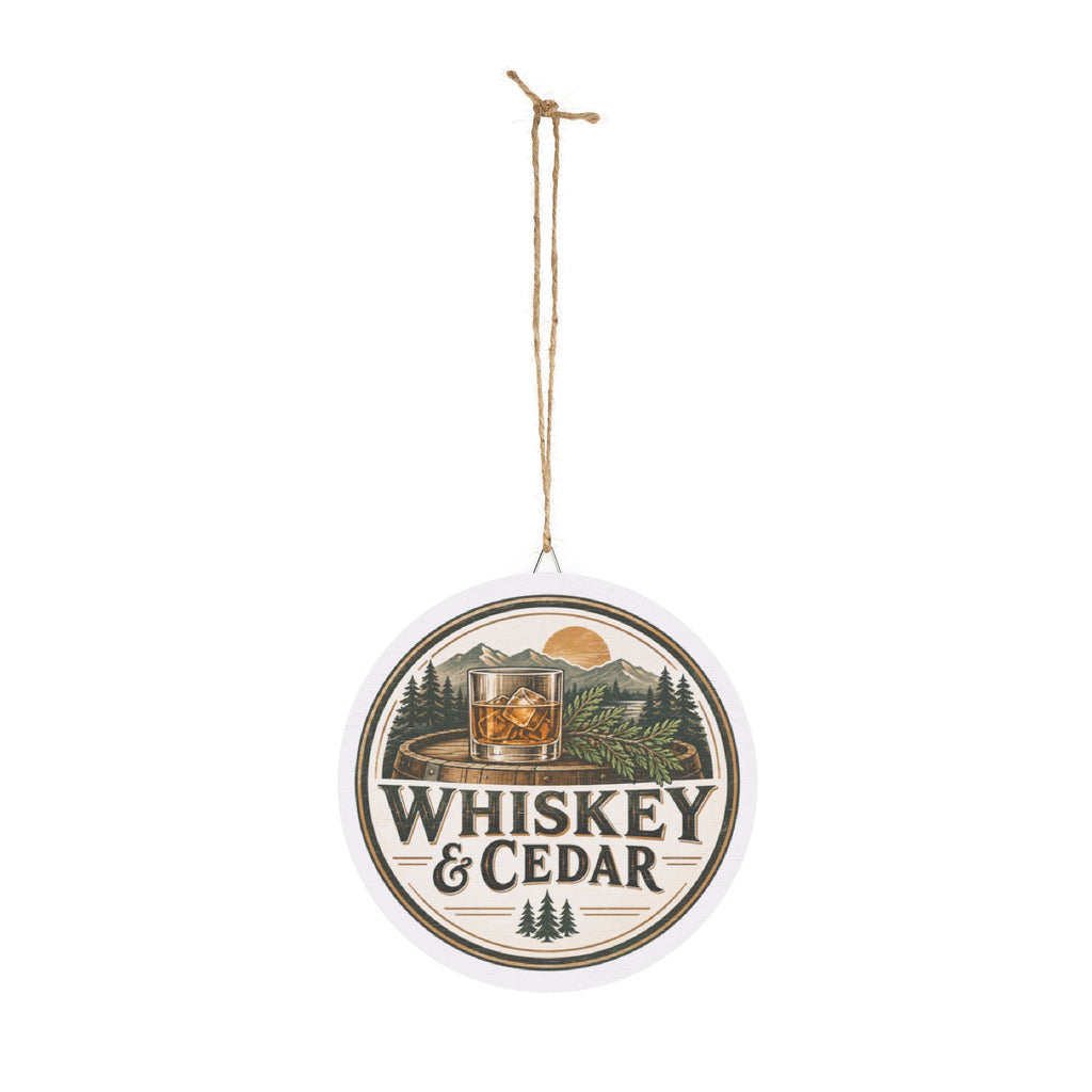 Whiskey & Cedar Round Wood Sign – Rustic Bar Wall Décor for Cabin, Man Cave or Home Bar