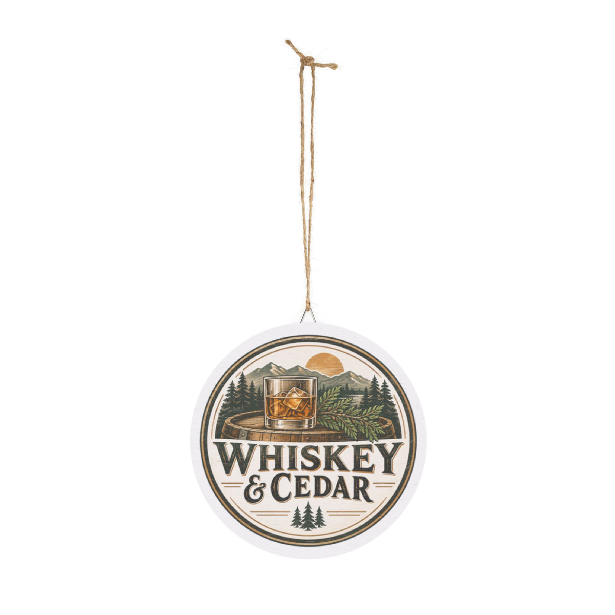 Whiskey & Cedar Round Wood Sign – Rustic Bar Wall Décor for Cabin, Man Cave or Home Bar