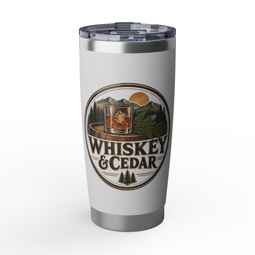 Whiskey & Cedar 20oz Insulated Tumbler — Rustic Outdoor Barware Gift