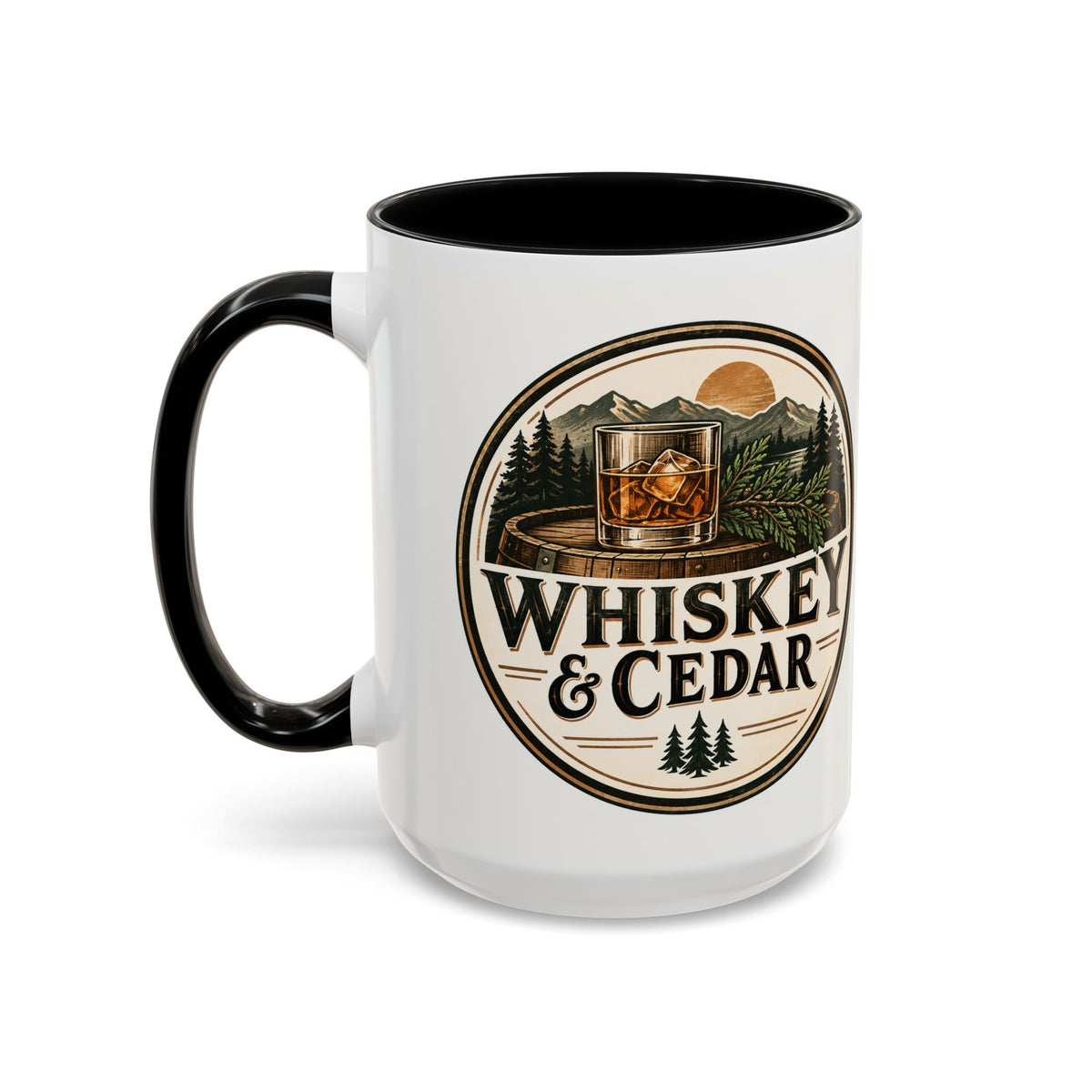 Whiskey & Cedar Accent Coffee Mug — Rustic Outdoorsman 11/15oz