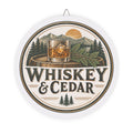 Whiskey & Cedar Round Wood Sign – Rustic Bar Wall Décor for Cabin, Man Cave or Home Bar