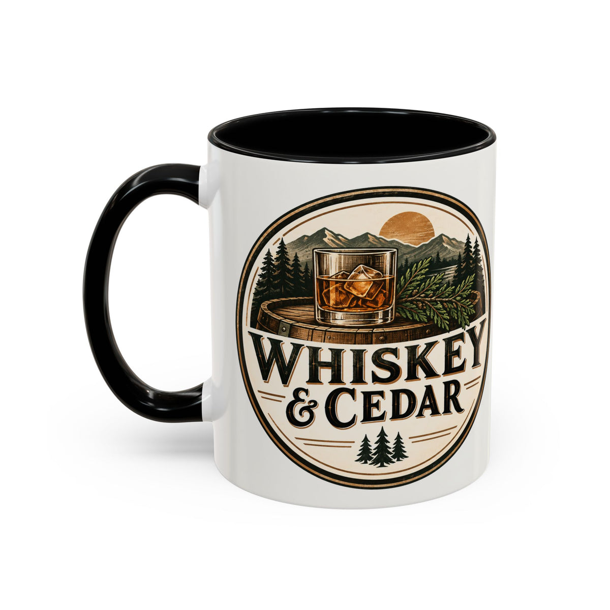 Whiskey & Cedar Accent Coffee Mug — Rustic Outdoorsman 11/15oz